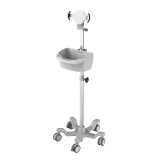 Pojízdný stojan s držákem tabletu/ipadu a plastovým zásobníkem